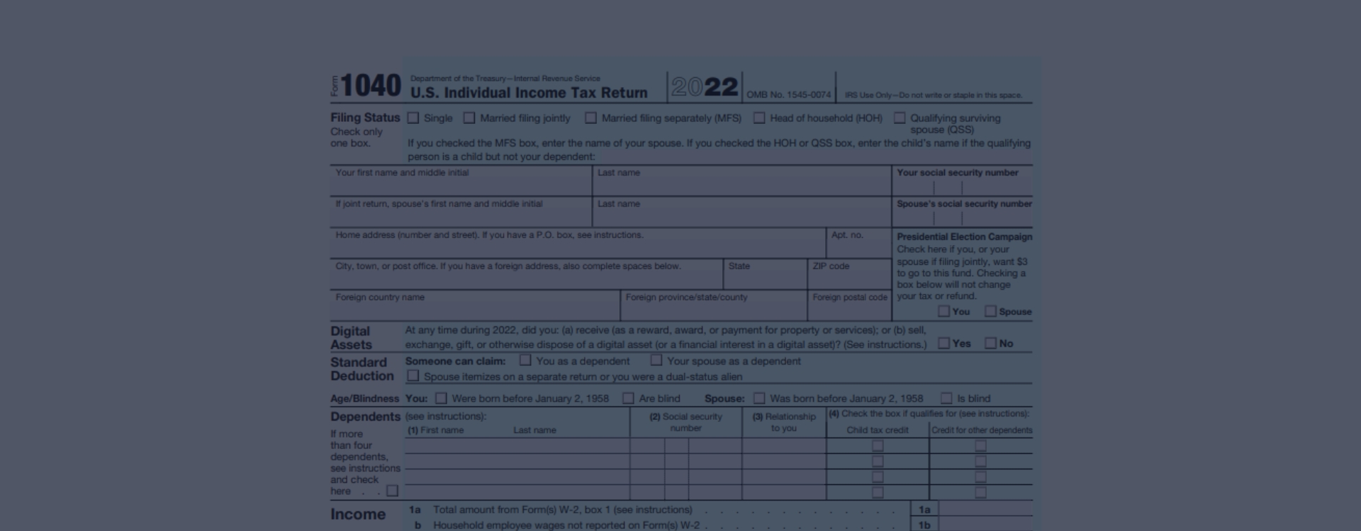 Form 1040 (2022) > IRS 1040 Income Tax Form: Printable PDF, Online ...